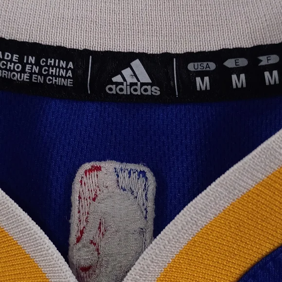 adidas Blue and Yellow Golden State Warriors Kids Jersey - Picture 3 of 12